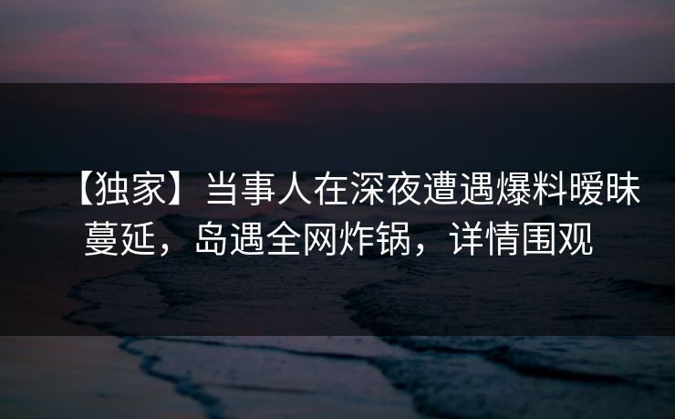 【独家】当事人在深夜遭遇爆料暧昧蔓延，岛遇全网炸锅，详情围观
