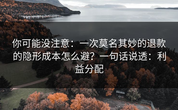 你可能没注意：一次莫名其妙的退款的隐形成本怎么避？一句话说透：利益分配