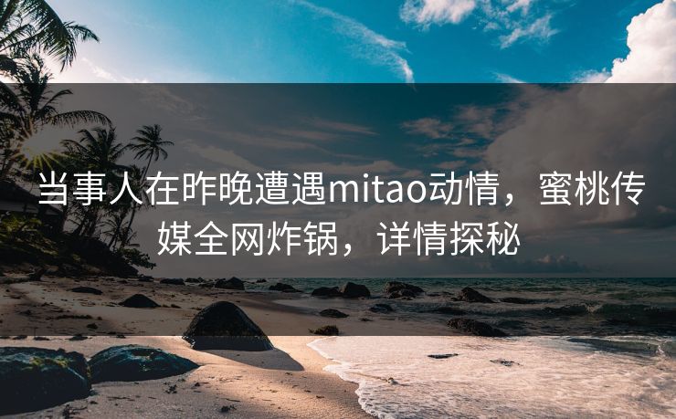 当事人在昨晚遭遇mitao动情,蜜桃传媒全网炸锅,详情探秘