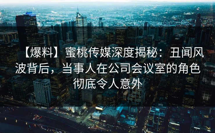 【爆料】蜜桃传媒深度揭秘：丑闻风波背后，当事人在公司会议室的角色彻底令人意外