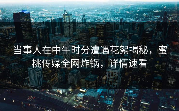 当事人在中午时分遭遇花絮揭秘，蜜桃传媒全网炸锅，详情速看