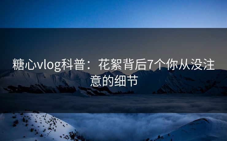 糖心vlog科普：花絮背后7个你从没注意的细节